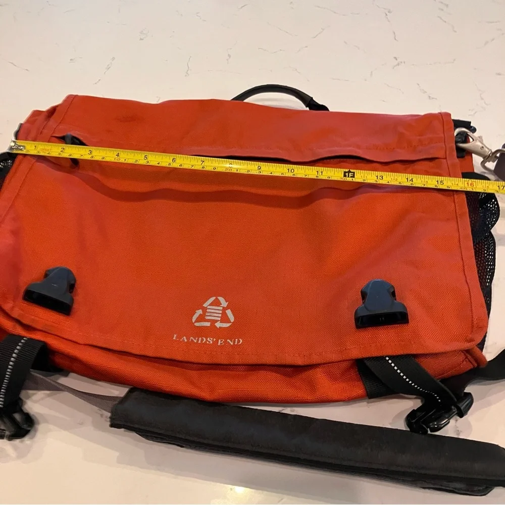 Lands' End Orange Messenger Laptop Briefcase Bag - Picture 15 of 16